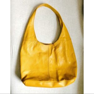 Yellow Genuine Leather Slouch Bag